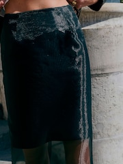 Black Sheer Pencil Skirt - Image 4 of 7