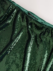 Green Sequin Midi Skirt With Lace Trim - Image 7 of 9