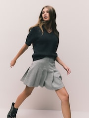Monochrome Check Mini Jersey Pleated Skirt - Image 3 of 8