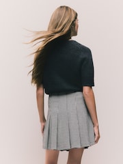 Monochrome Check Mini Jersey Pleated Skirt - Image 4 of 8