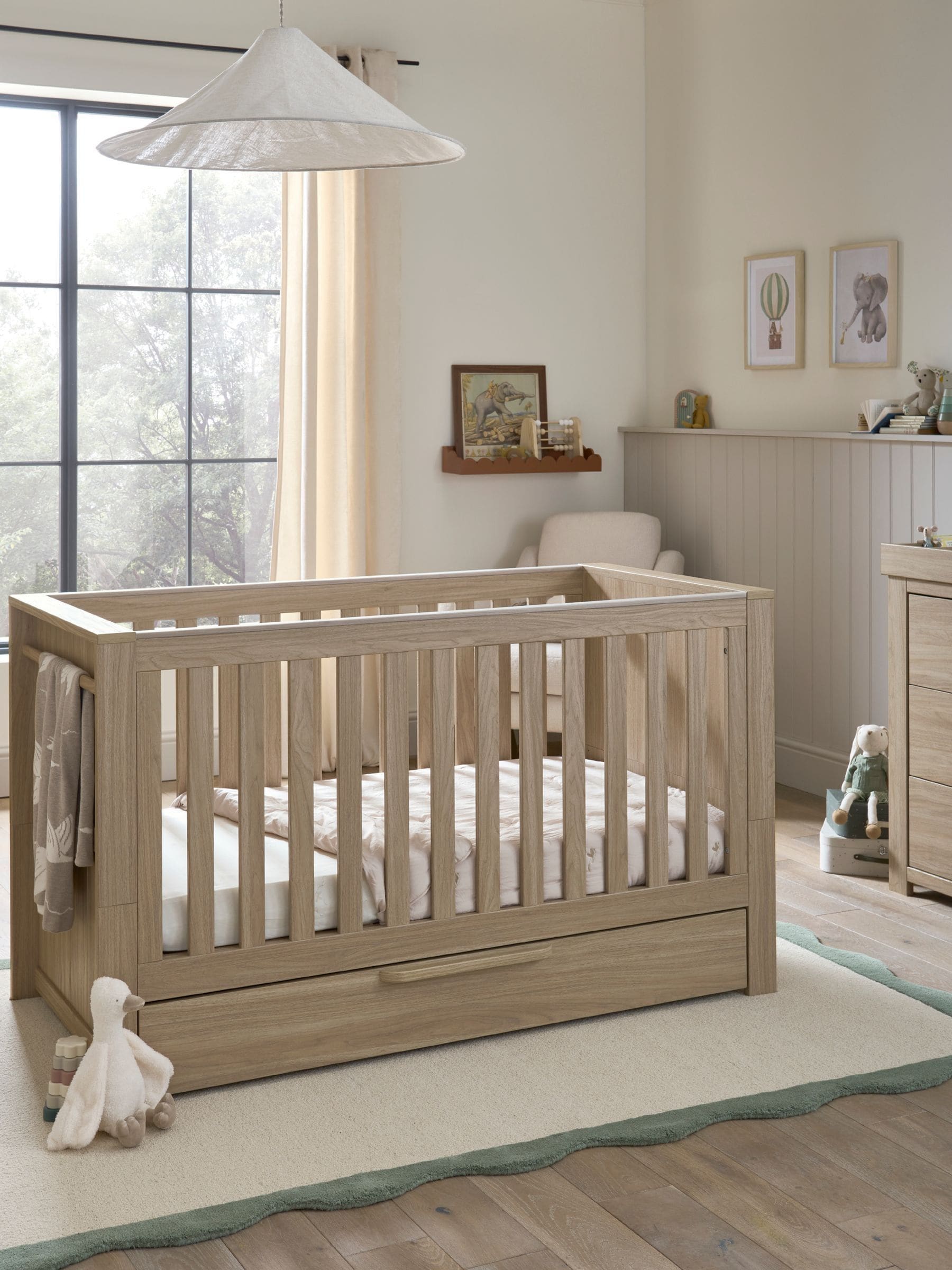 Mamas & Papas Franklin Cotbed - Oak - Convertible Toddler Bed - Image 3