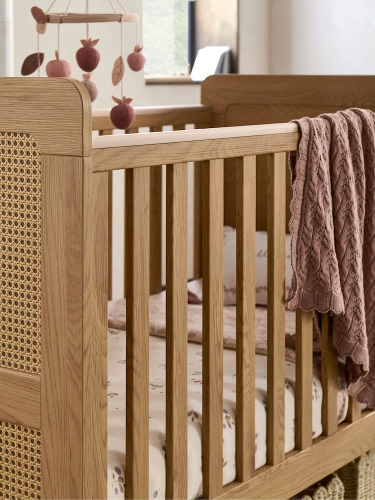 Mamas & Papas Rattan Oak Esna Rattan Nursery Cot Bed - Image 2 of 9
