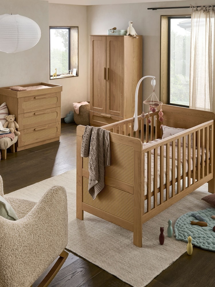 Mamas & Papas 3 Piece Rattan Oak Esna Rattan Nursery Furniture Set - Image 1 of 6