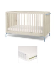 Mamas & Papas Dusty Blue Kinlay Nursery Cot Bed & Mattress Bundle - Image 1 of 1