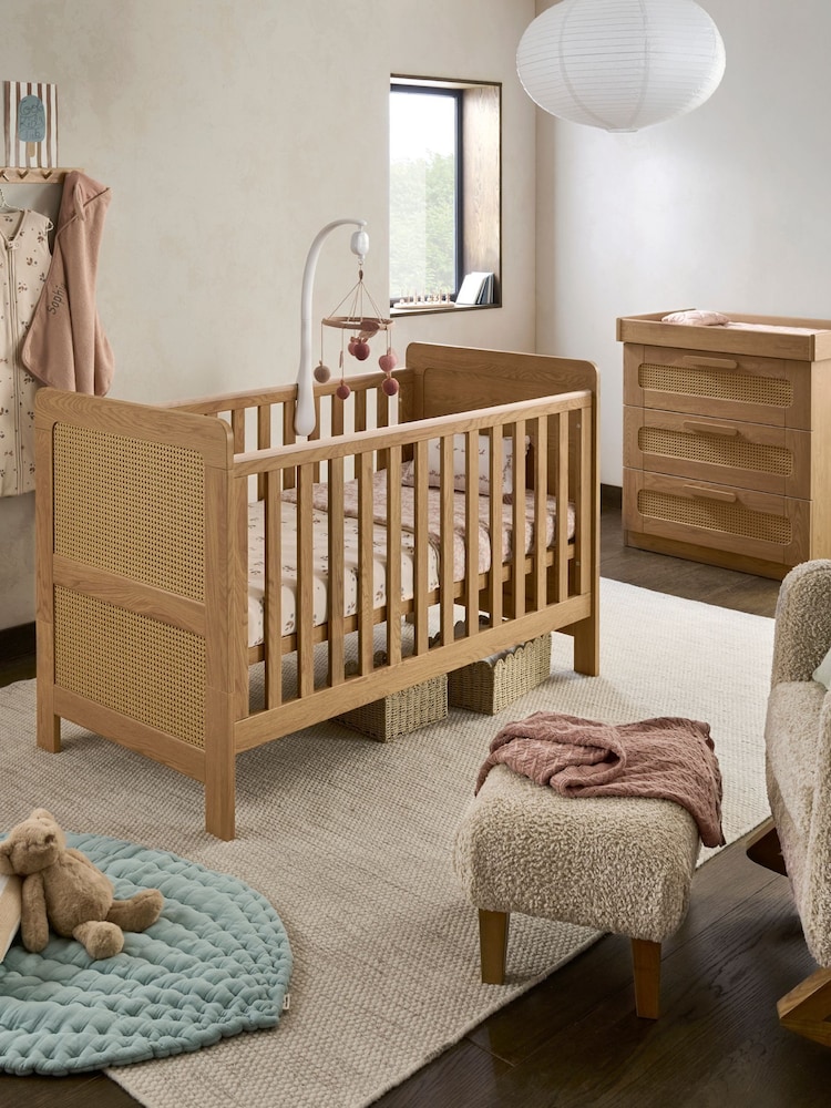 Mamas & Papas Rattan Oak Esna 2 Piece Rattan Nursery Furniture Set - Image 1 of 8