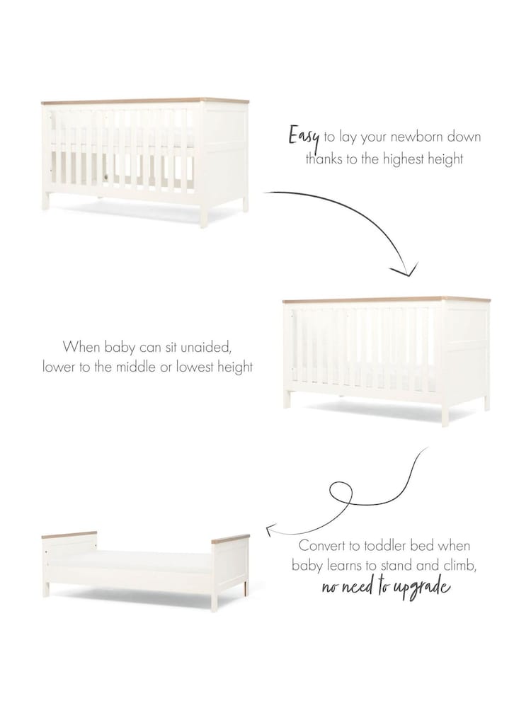 Mamas & Papas White Natural Wedmore Nursery Cot Bed - Image 3 of 3