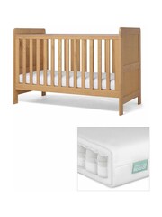 Mamas & Papas Rattan Oak Esna Rattan Nursery Cot Bed & Mattress Bundle - Image 4 of 4