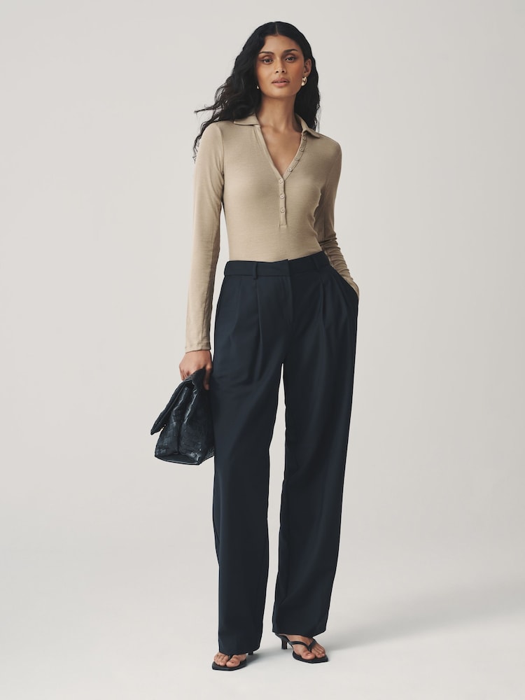 Neutral N. Premium Long Sleeve Collar Polo Top - Image 2 of 7 Neutral N. Premium Long Sleeve Collar Polo Top - Image 2 of 7