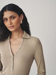 Neutral N. Premium Long Sleeve Collar Polo Top - Image 4 of 7