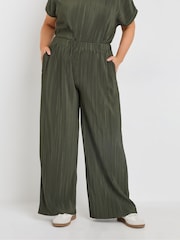 Groen - Yours Curve Plisse Trousers Co-ord - Image 1 of 4
