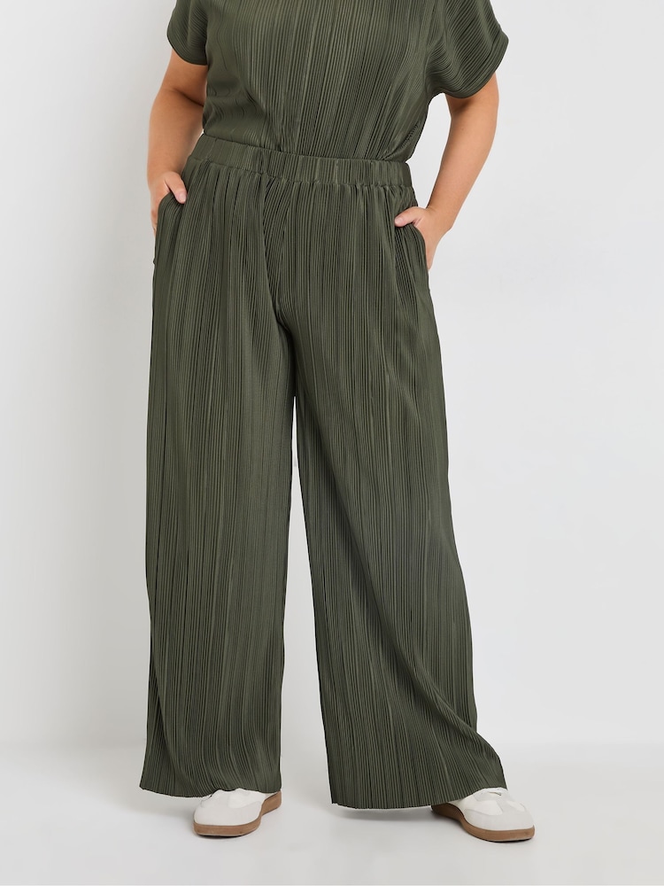 Groen - Yours Curve Plisse Trousers Co-ord - Image 1 of 4