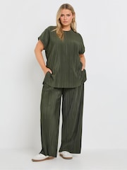 Groen - Yours Curve Plisse Trousers Co-ord - Image 2 of 4