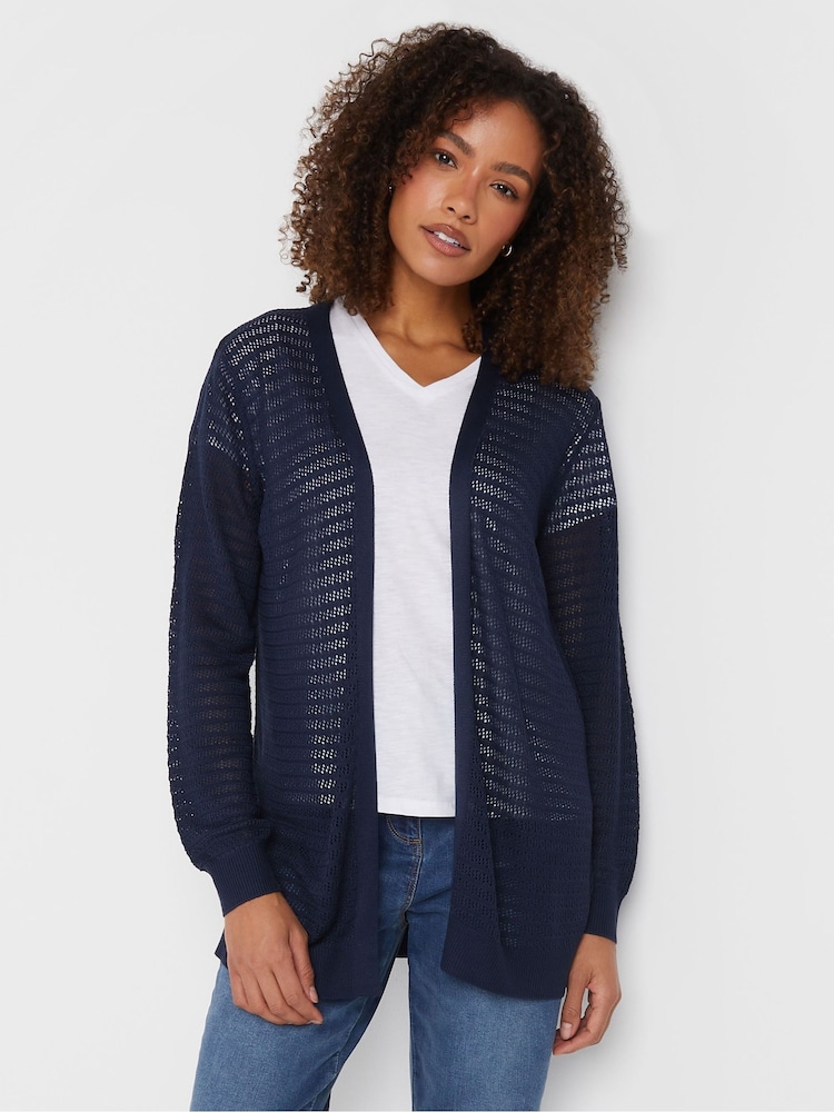 M&Co Blue Light Weight Pointelle Cardigan - Image 1 of 5
