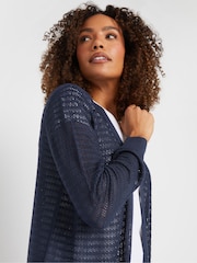 M&Co Blue Light Weight Pointelle Cardigan - Image 4 of 5