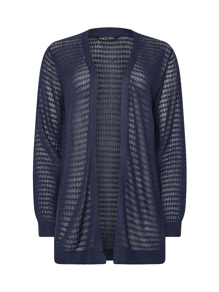 M&Co Blue Light Weight Pointelle Cardigan - Image 5 of 5