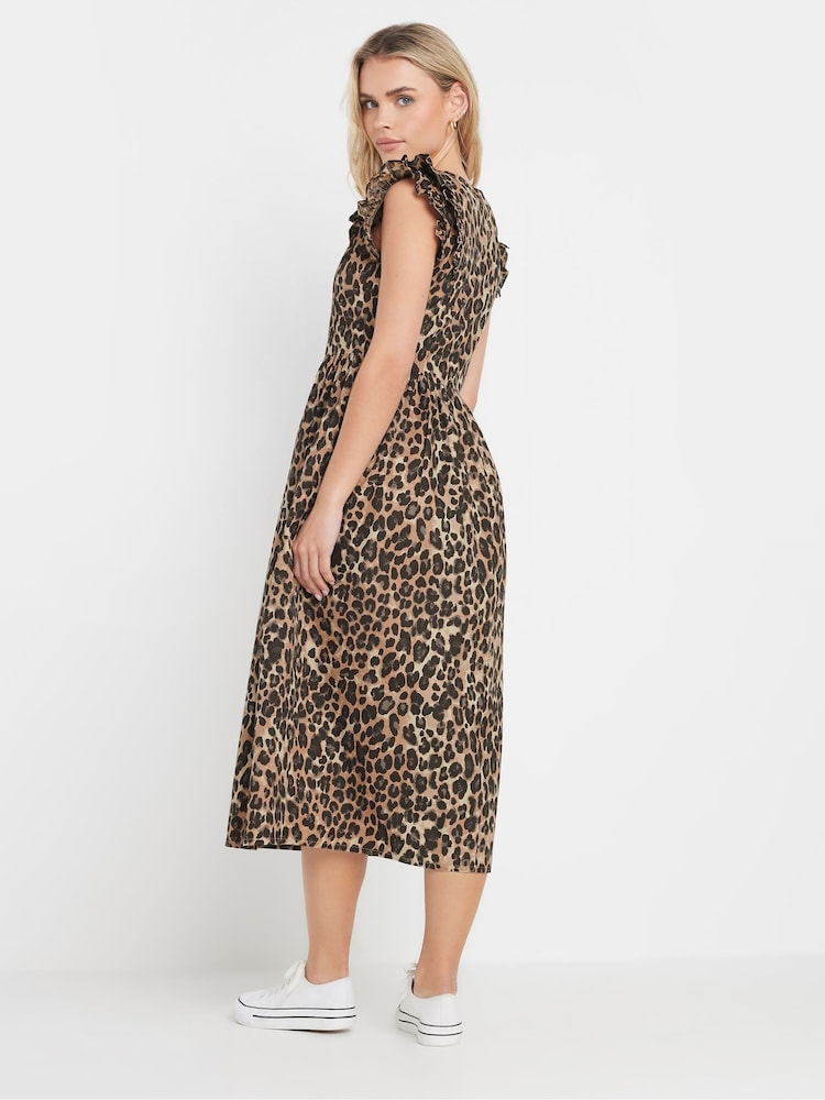 M&Co Brown Petite 100% Cotton Poplin Midi Dress - Image 3 of 5