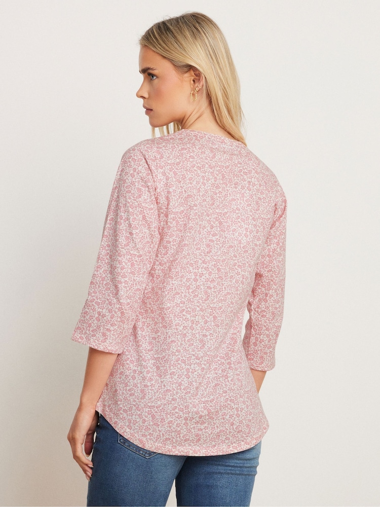 Roz - M&Co 100% Cotton Petite 3/4 Sleeve Henley Blouses - Image 3 of 5