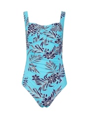 M&Co Blue Halo Floral Print Twist Front Swimsuit - Image 6 of 7