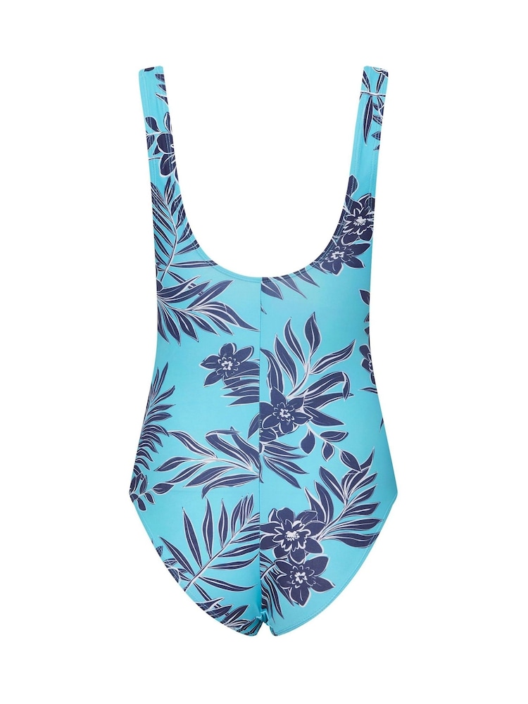M&Co Blue Halo Floral Print Twist Front Swimsuit - Image 7 of 7