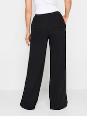 Long Tall Sally Black Linen Tie Waist Wide Leg Trousers - Image 3 of 5