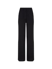 Long Tall Sally Black Linen Tie Waist Wide Leg Trousers - Image 5 of 5