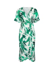 Yours Curve Ivory Botanical London Ruffle Wrap Dress - Image 5 of 5