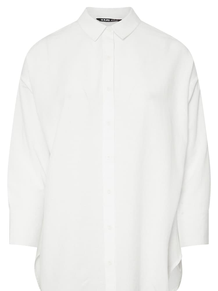 Yours Curve White Long Sleeve Linen Shirt - Image 5 of 5 Yours Curve White Long Sleeve Linen Shirt - Image 5 of 5