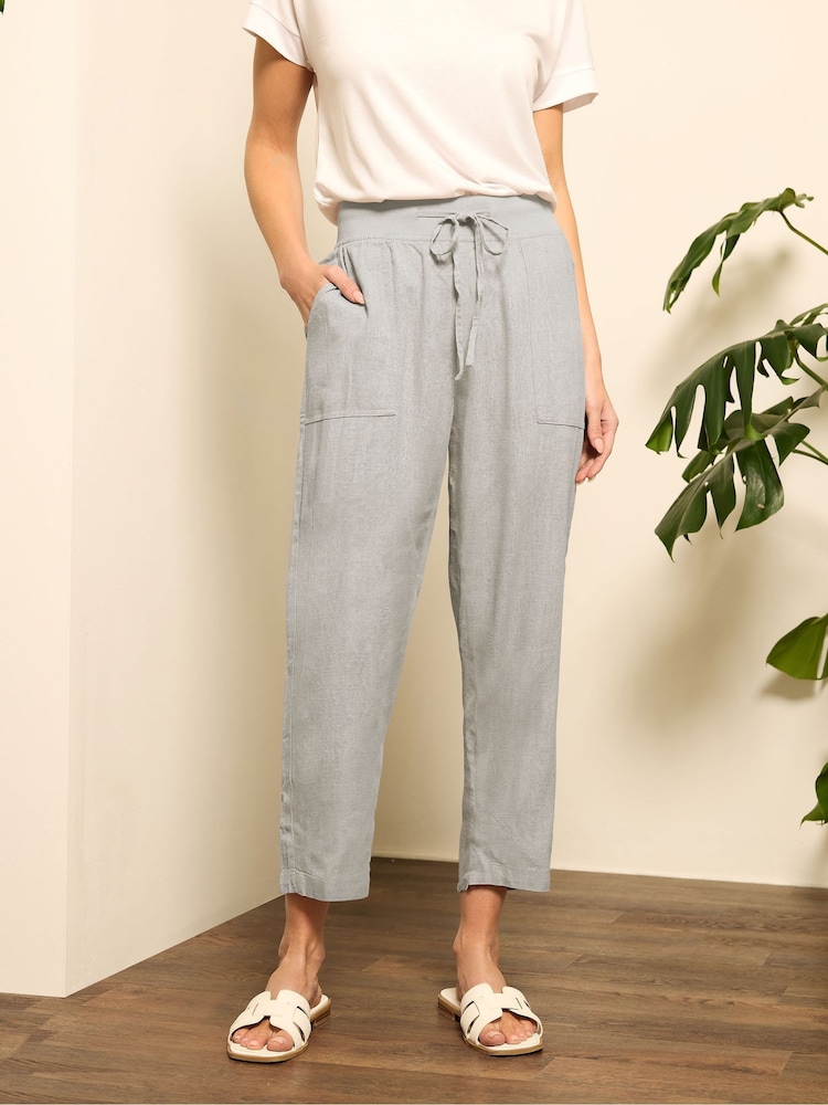 M&Co Grey Linen Crop Joggers - Image 1 of 5