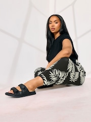 Yours Curve Black Jersey Crop Harem Trousers - Image 2 of 5