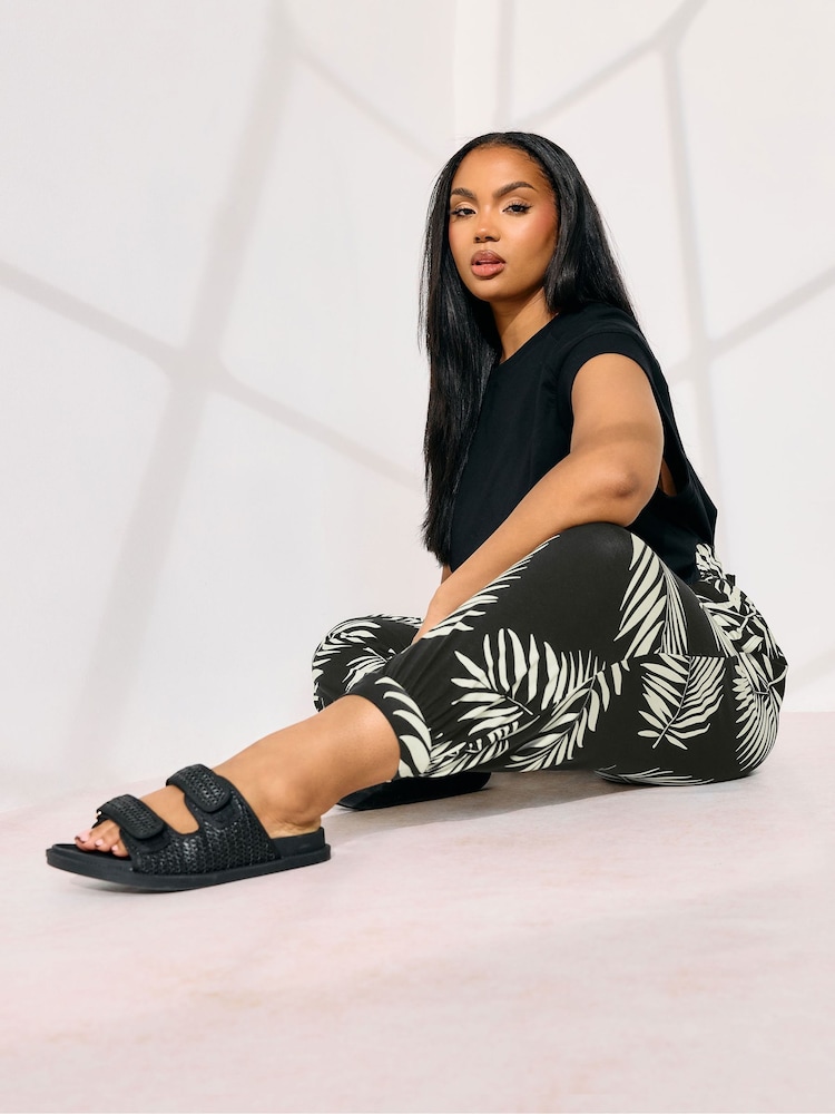 Yours Curve Black Jersey Crop Harem Trousers - Image 2 of 5