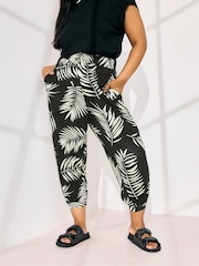 Yours Curve Black Jersey Crop Harem Trousers - Image 3 of 5