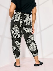 Yours Curve Black Jersey Crop Harem Trousers - Image 4 of 5
