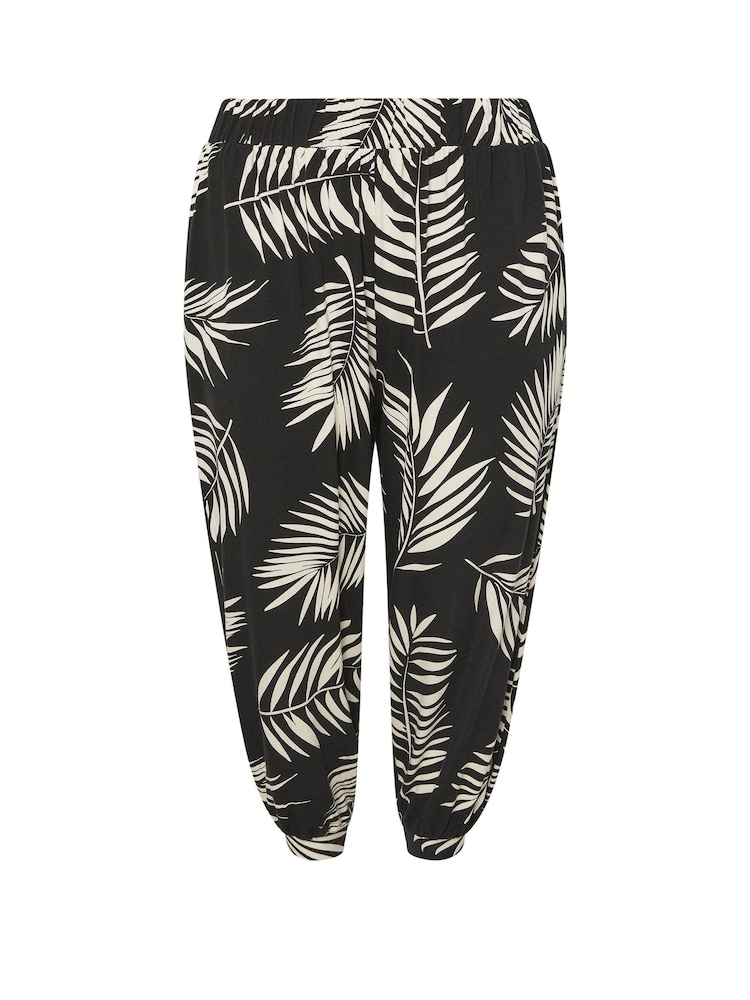 Yours Curve Black Jersey Crop Harem Trousers - Image 5 of 5