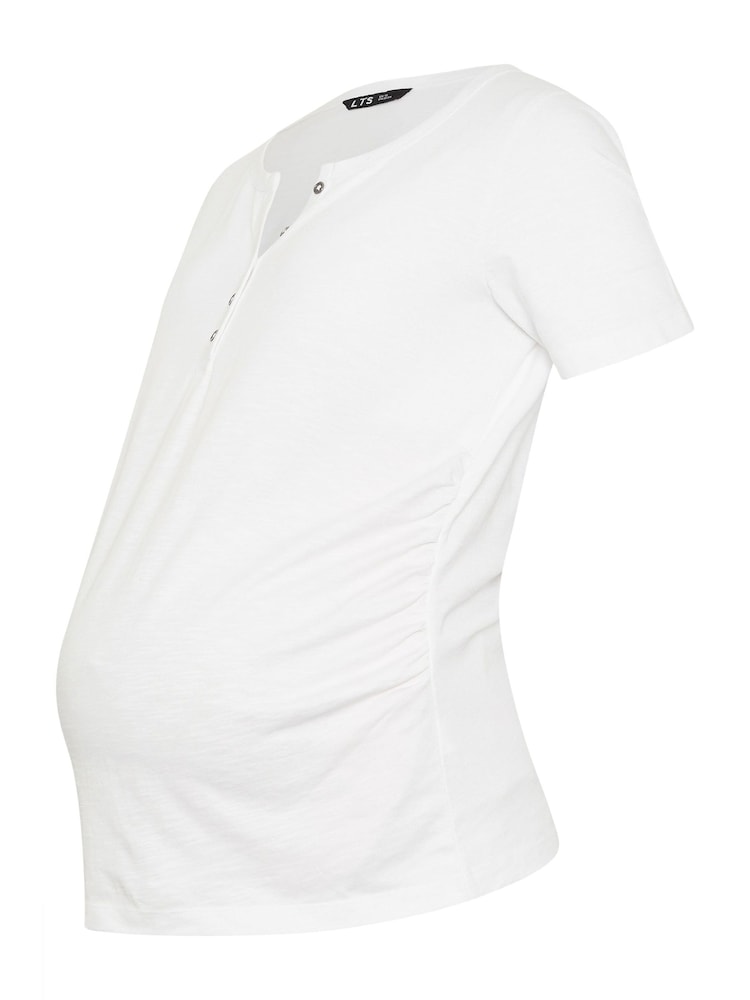 Long Tall Sally White 100% Cotton Maternity Grandad Style T-Shirt - Image 1 of 5