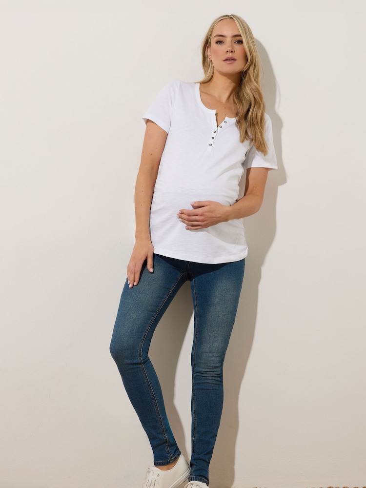 Long Tall Sally White 100% Cotton Maternity Grandad Style T-Shirt - Image 2 of 5