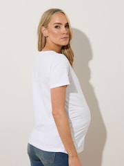 Long Tall Sally White 100% Cotton Maternity Grandad Style T-Shirt - Image 3 of 5