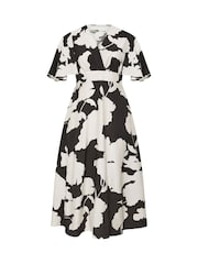 Yours Curve Black London Faux Linen Angel Sleeve Dress - Image 6 of 6