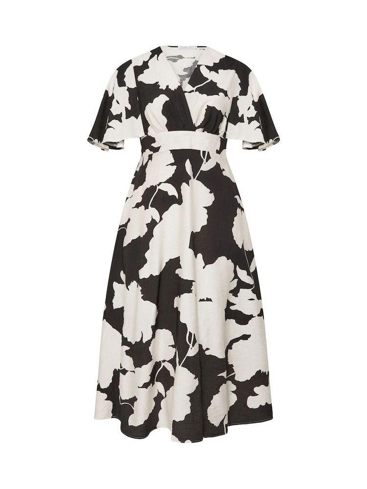 Yours Curve Black London Faux Linen Angel Sleeve Dress - Image 6 of 6
