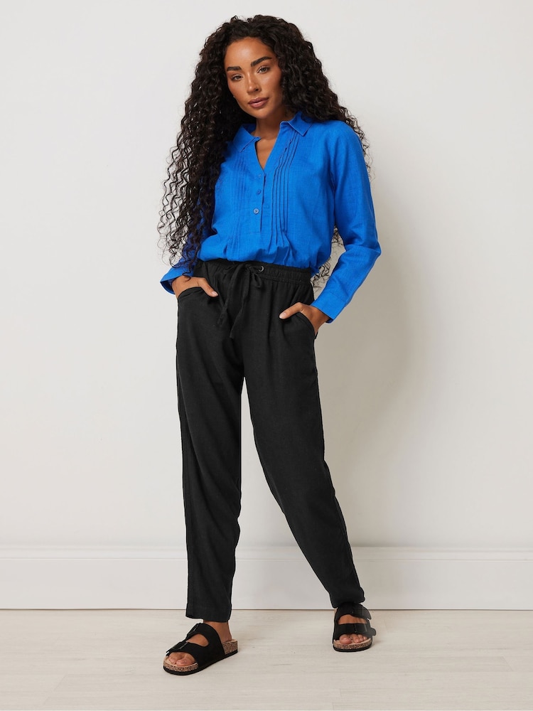M&Co Black Petite Linen Joggers - Image 2 of 5 M&Co Black Petite Linen Joggers - Image 2 of 5