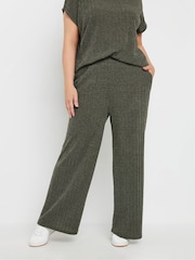 Yours Curve Green Knitted Co-ord Trousers - Image 1 of 5