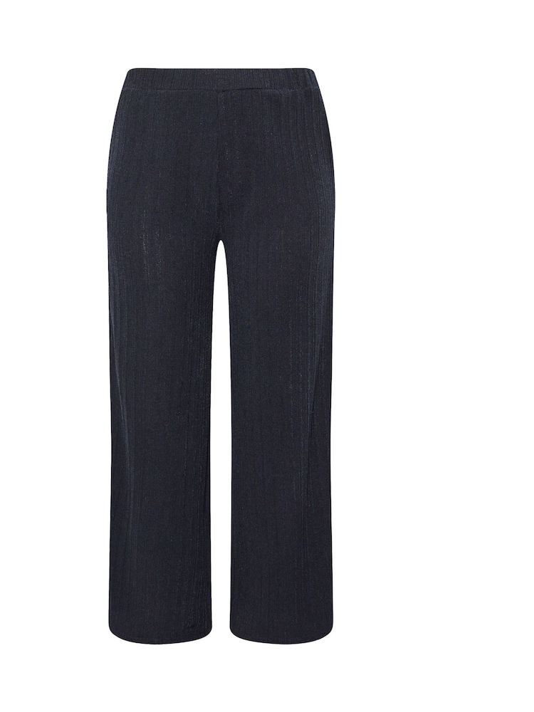 Yours Curve Blue Knitted Co-ord Trousers - Image 5 of 5