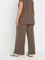 Yours Curve Brown Knitted Co-ord Trousers - Image 3 of 5
