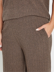 Yours Curve Brown Knitted Co-ord Trousers - Image 4 of 5