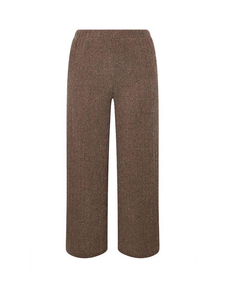 Yours Curve Brown Knitted Co-ord Trousers - Image 5 of 5