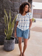 M&Co Blue Mid Wash Denim Shorts - Image 1 of 5