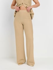Long Tall Sally Natural Knitted Wide Leg Trousers - Image 2 of 5