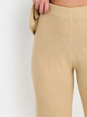 Long Tall Sally Natural Knitted Wide Leg Trousers - Image 4 of 5