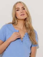 Long Tall Sally Blue 100% Cotton Maternity Grandad Style T-Shirt - Image 4 of 5