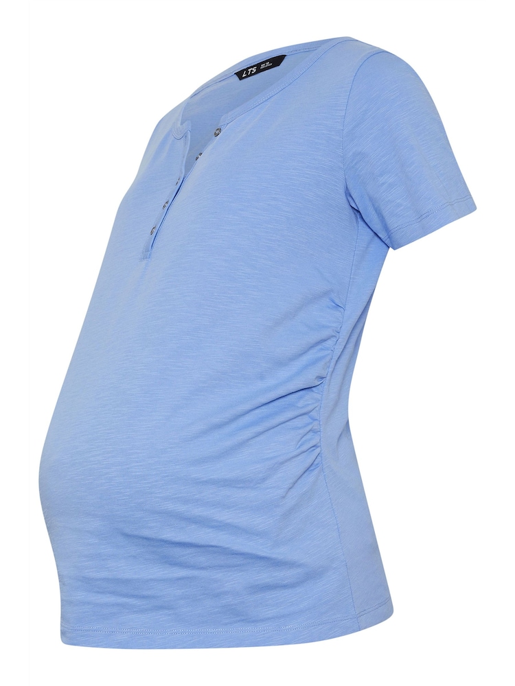 Long Tall Sally Blue 100% Cotton Maternity Grandad Style T-Shirt - Image 5 of 5