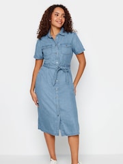 M&Co Blue Light Wash Tencel Denim Midi Dress - Image 1 of 6